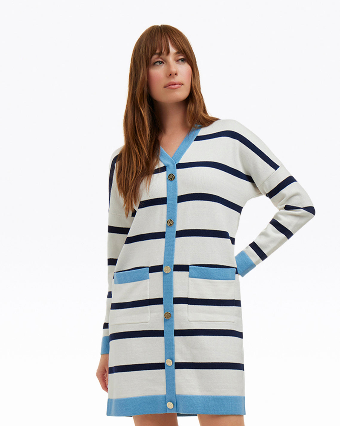 Cassadee Cardigan Sweater Dress - Magnolia White
