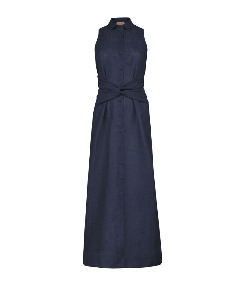 Falconeri Crossover Linen Dress Woman Blue