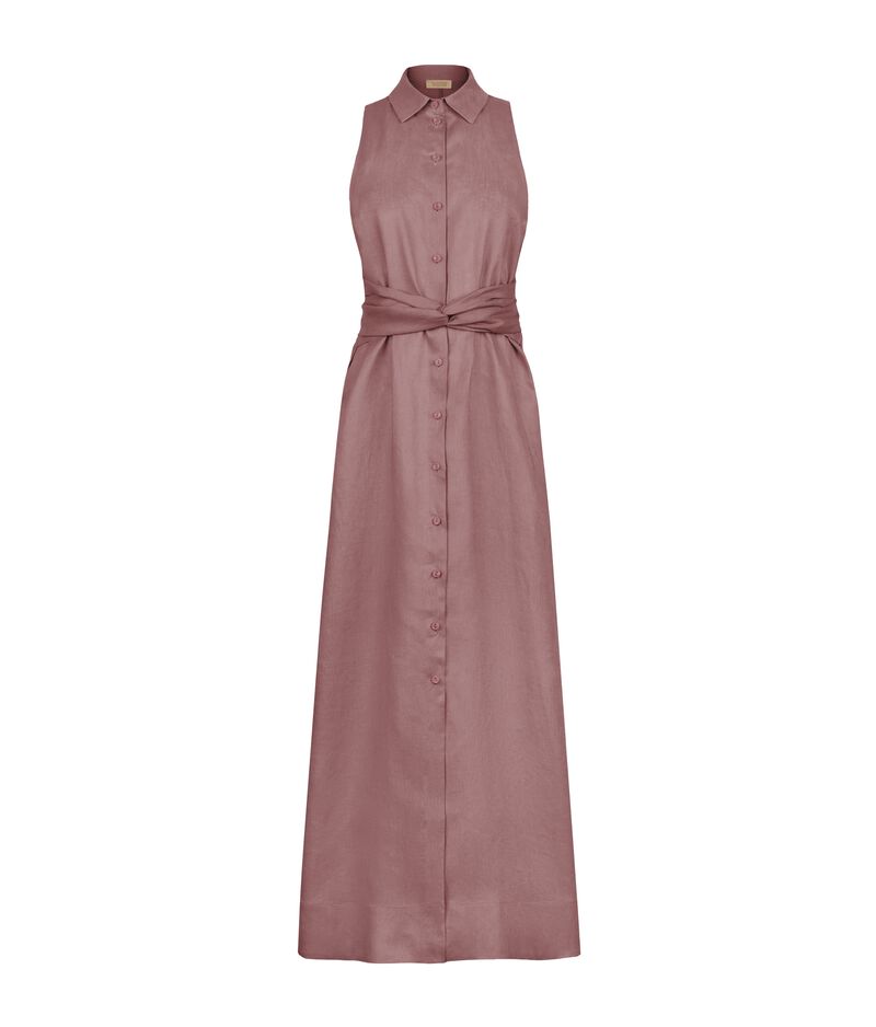 Falconeri Crossover Linen Dress Woman Rosé Dark