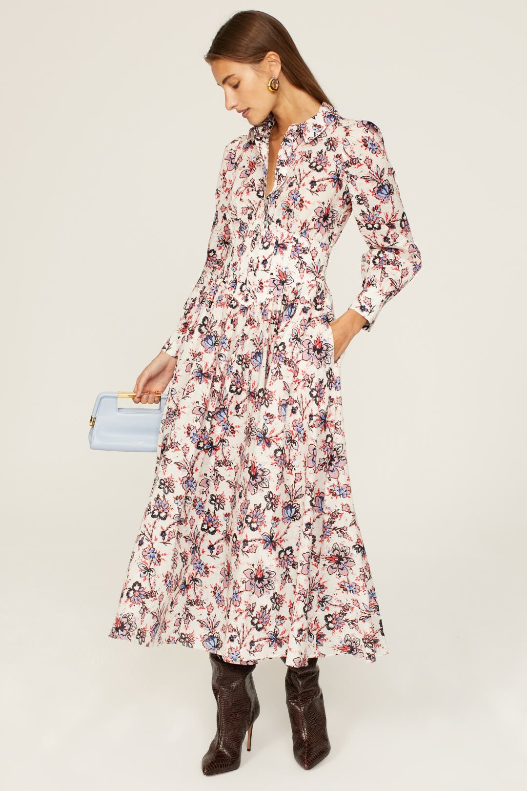 Derek Lam Crosby Eleanor Shirt Dress Multicolored-cream-print