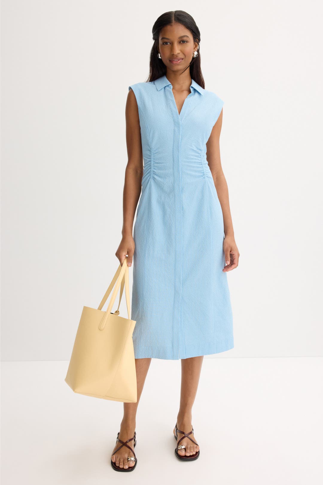 Derek Lam Crosby Nera Mini Gingham Shirt Dress Blue-white-print