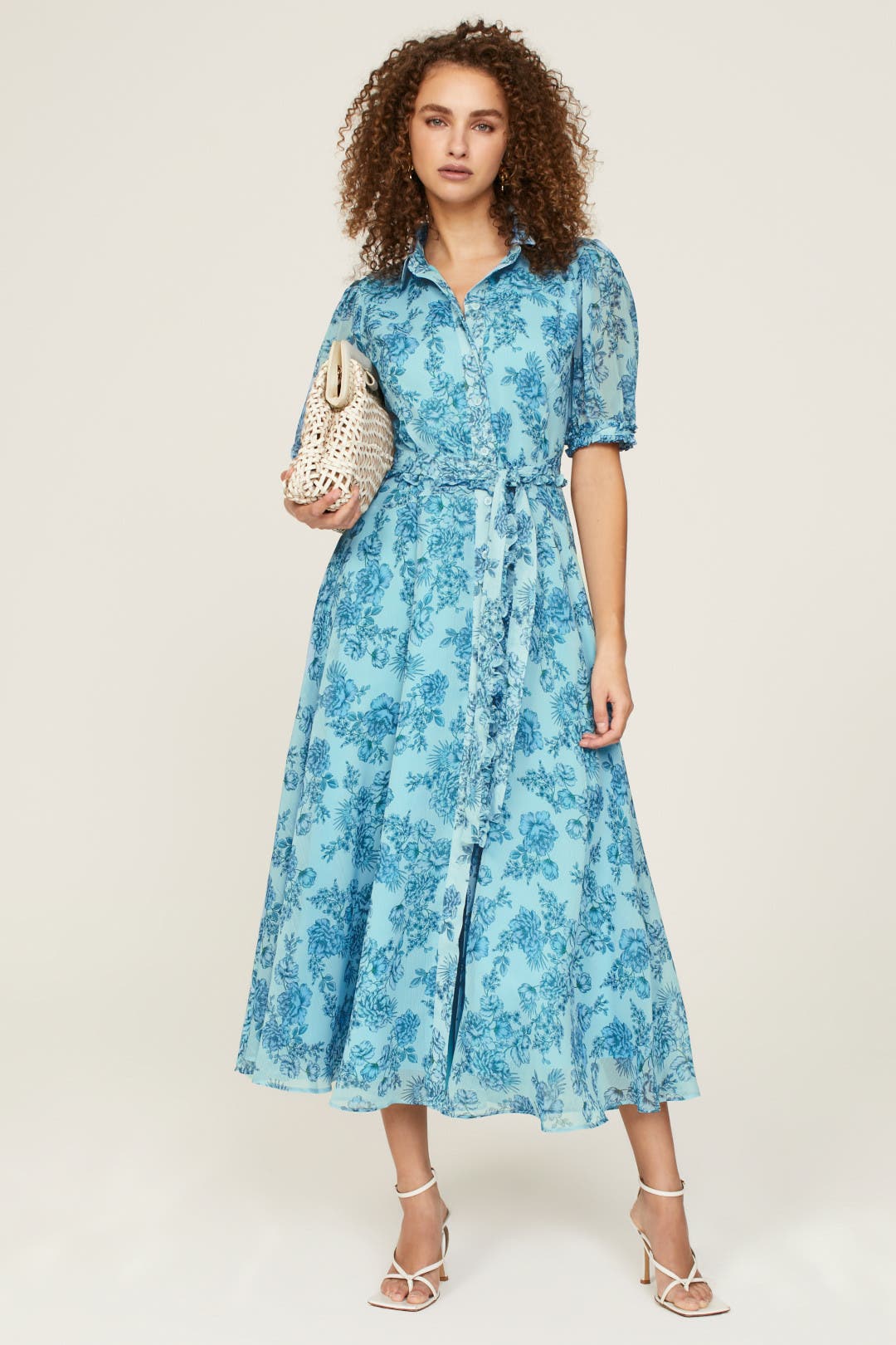 Derek Lam Crosby x RTR Floral Shirt Dress Blue-print