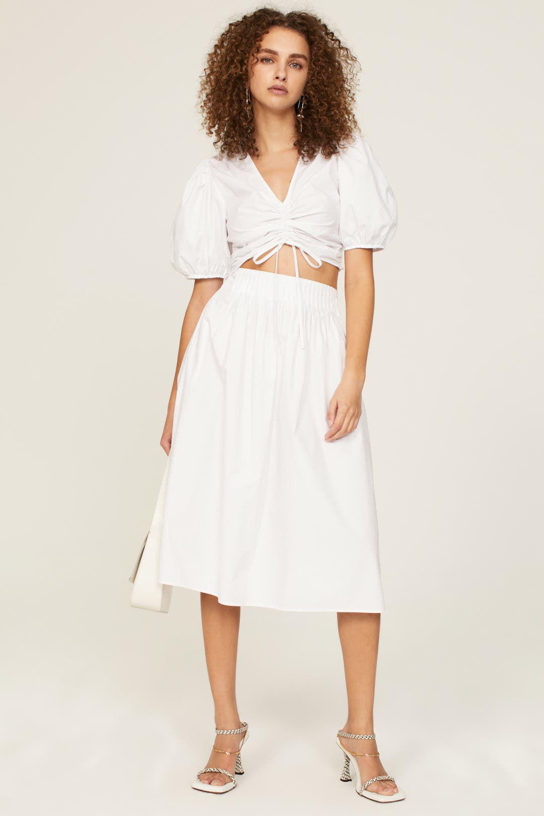 Derek Lam Crosby x RTR Puff Sleeve Crop Top White