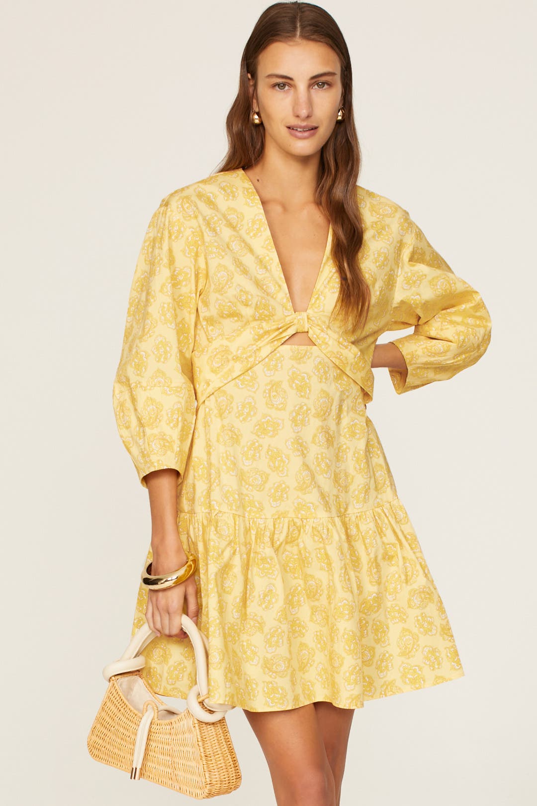 Derek Lam Crosby x RTR Yellow Cutout Mini Dress Yellow-print