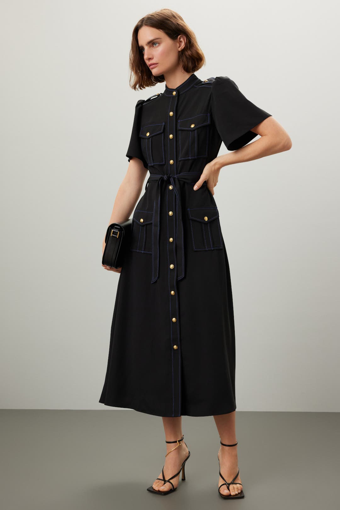 Derek Lam Crosby x RTR Puff Sleeve Dress Black