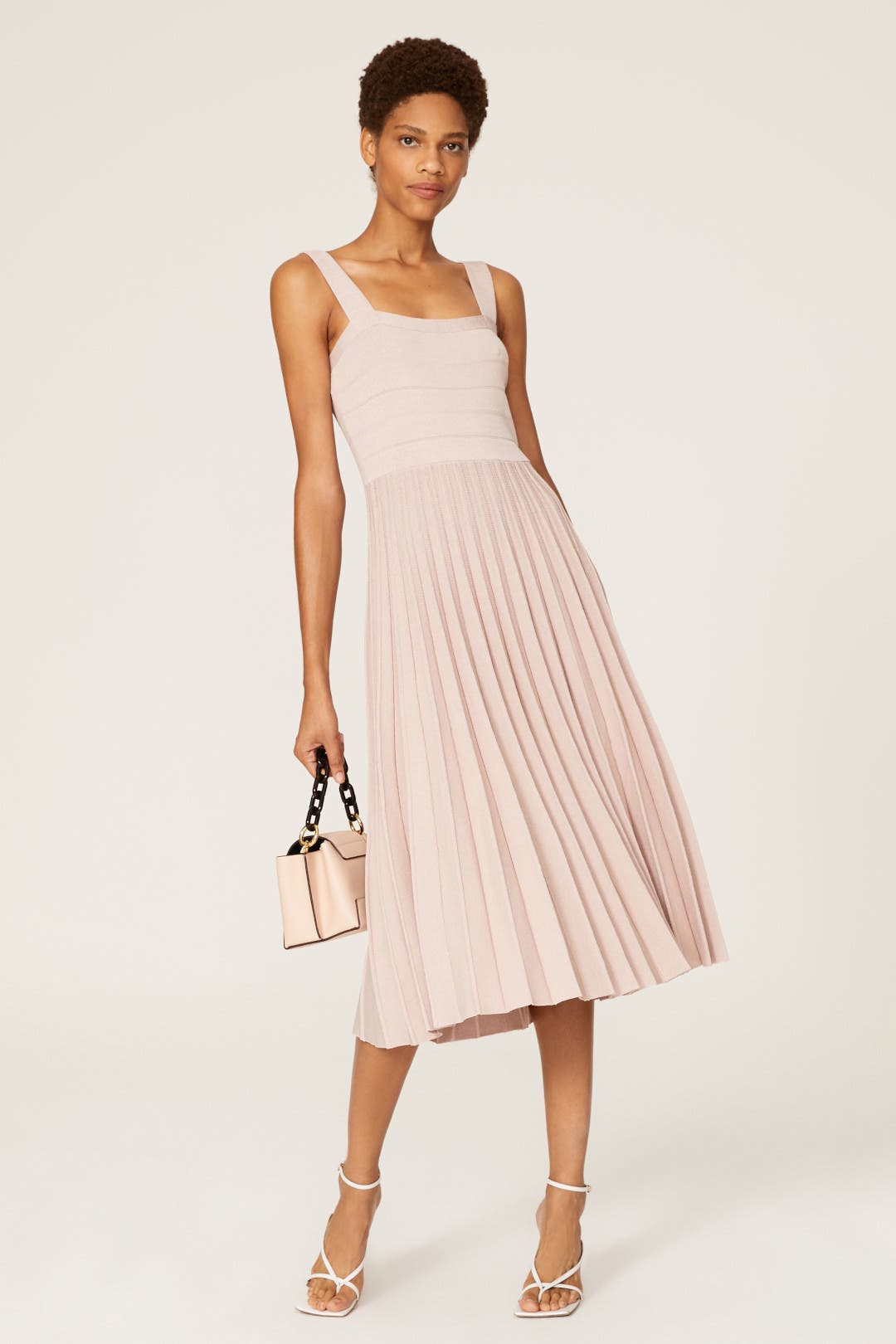Derek Lam Crosby x RTR Pleated Knit Midi Dress Pink