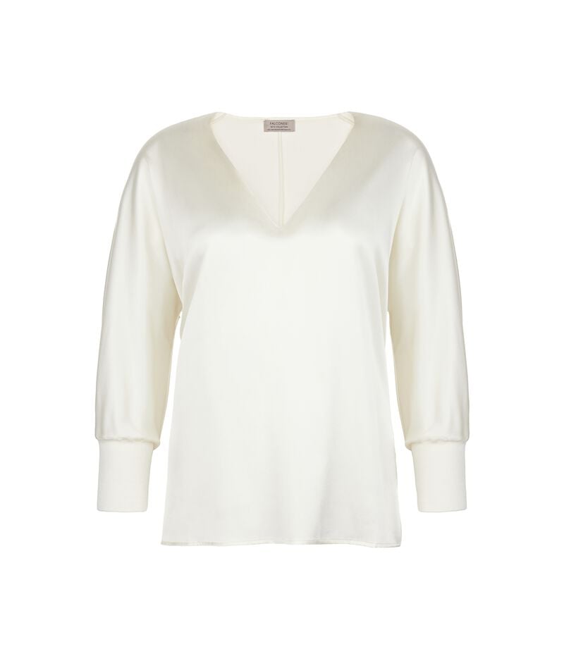 Falconeri Silk V-Neck Blouse Woman Cream