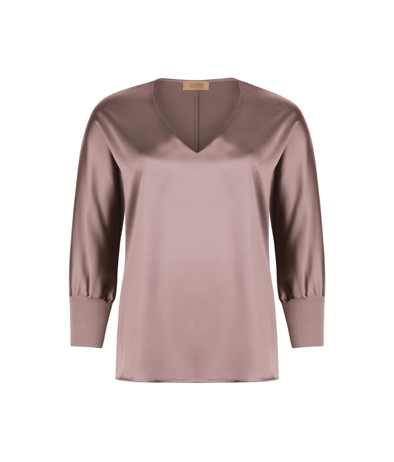 Falconeri Silk V-Neck Blouse Woman Dusty Rose