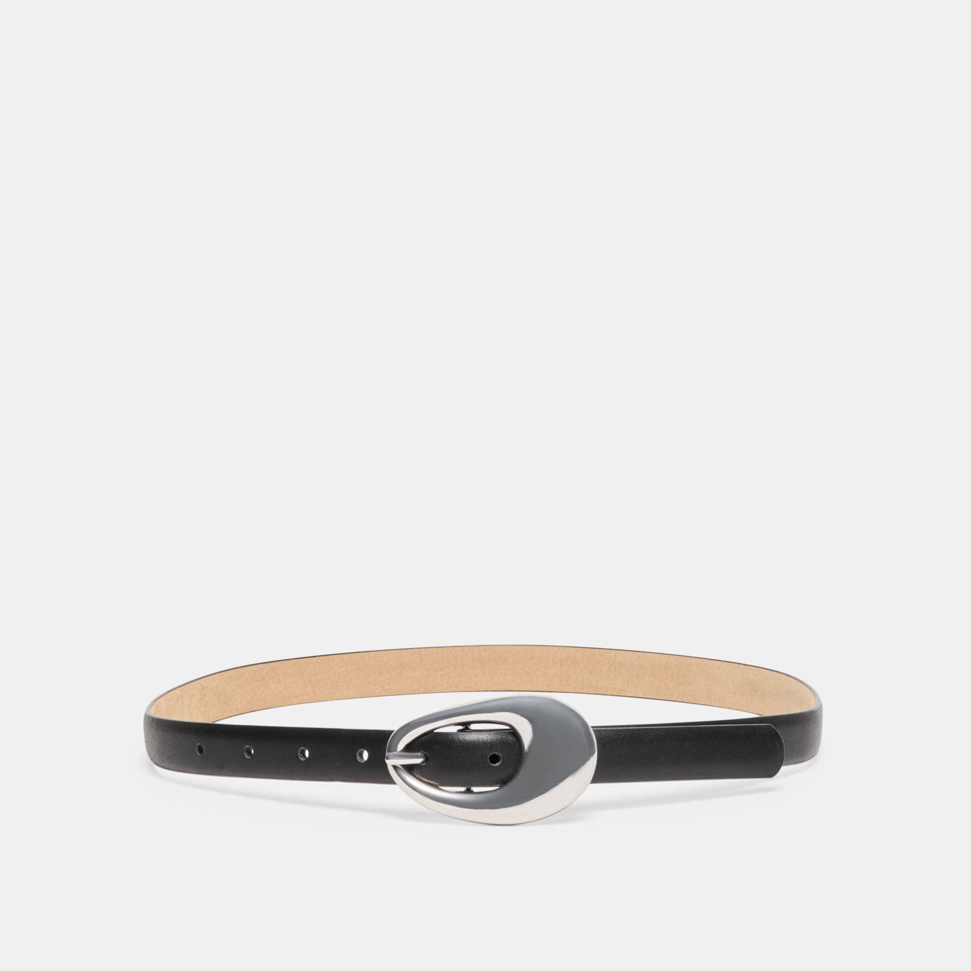 Organic Oval Buckle Belt in Black Silver Size S By Dolce Vita