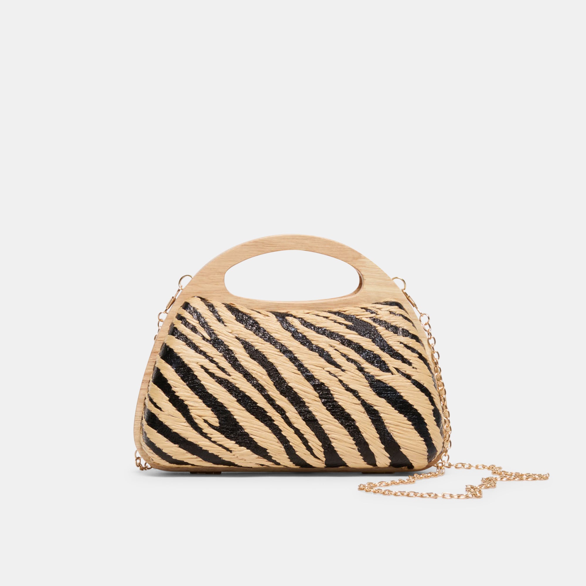 Maelie Handbag in Black Natural Zebra Raffia By Dolce Vita