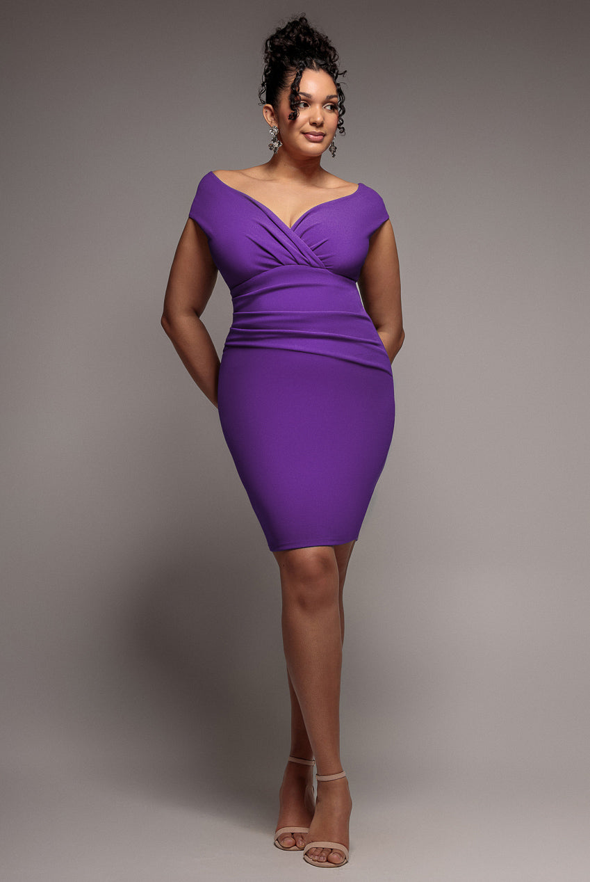 Goddiva Plus Bardot Pleated Midi Dress