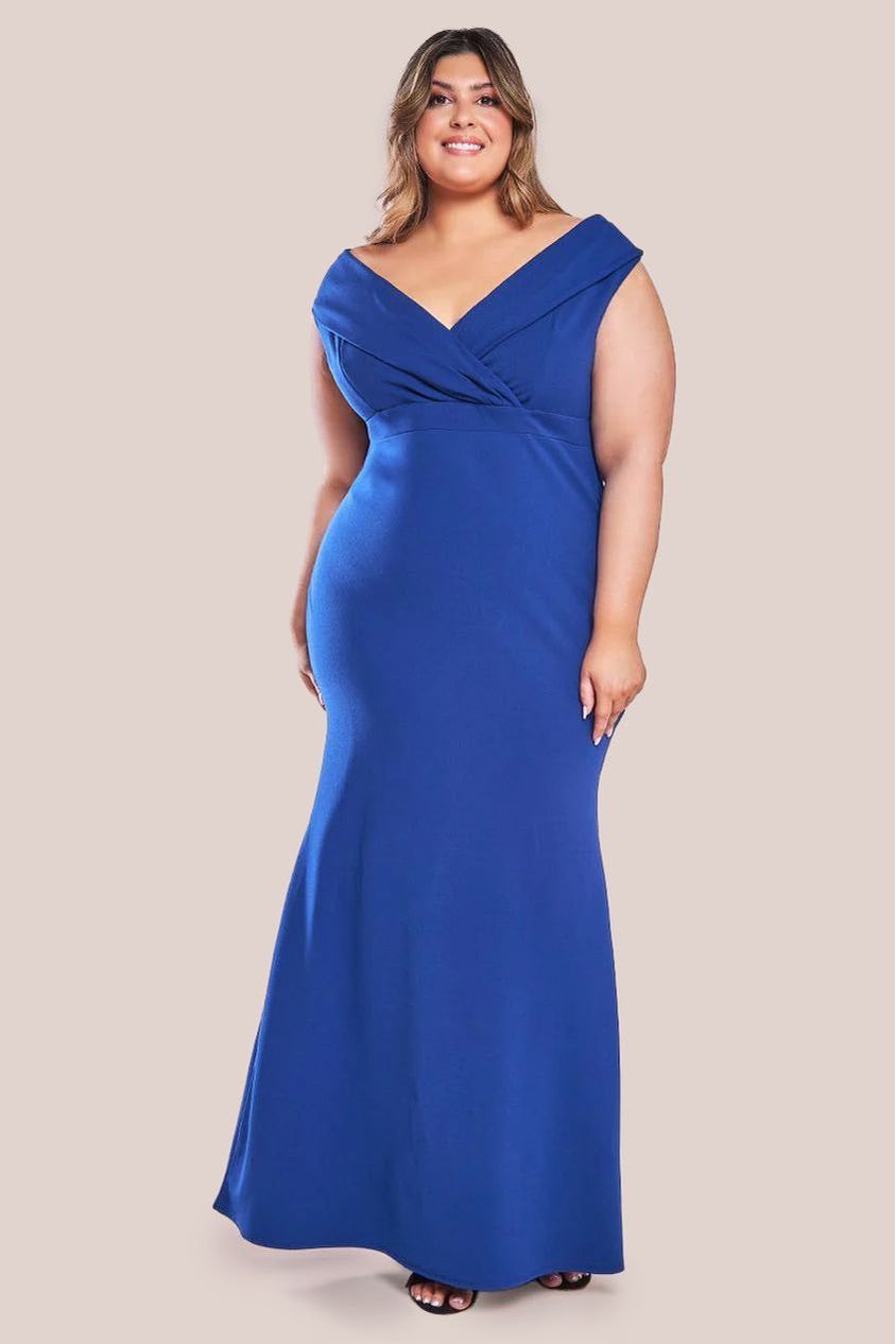Goddiva Front Wrap Off The Shoulder Maxi Dress