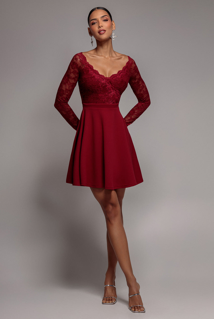 Goddiva Off The Shoulder Lace Skater Mini Dress