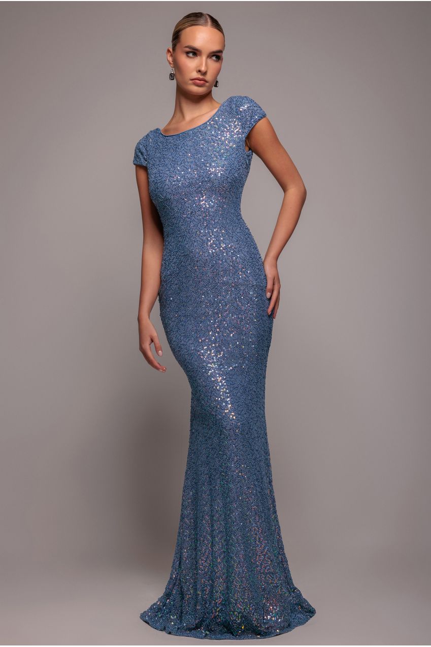 Goddiva Cowl Back Sequin Maxi Dress
