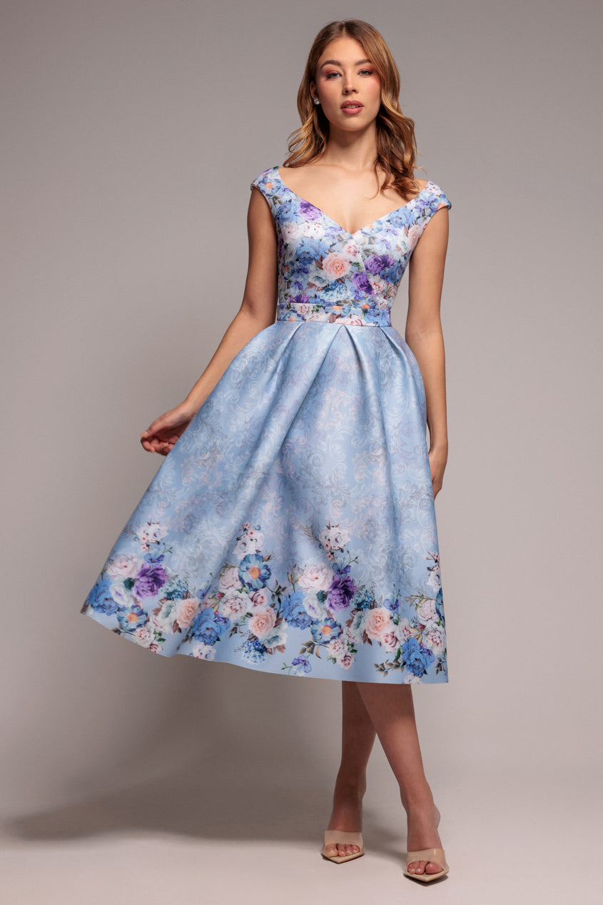 Goddiva Sweetheart Floral Midi Dress