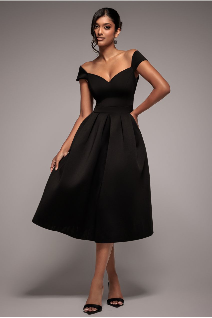 Goddiva Scuba Foam Skater Midi Dress