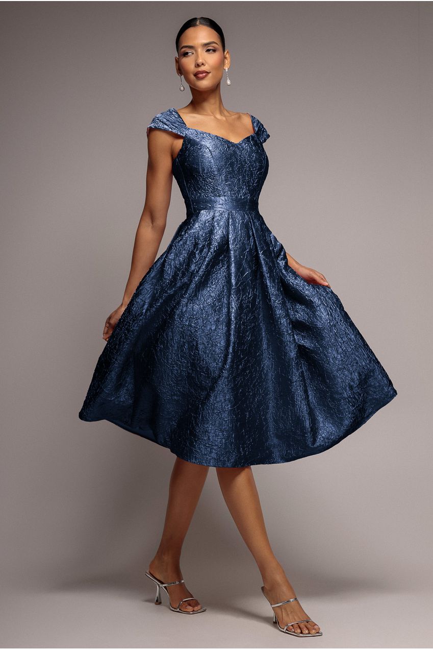 Goddiva Crushed Satin Sleeveless A Line Midi Dress