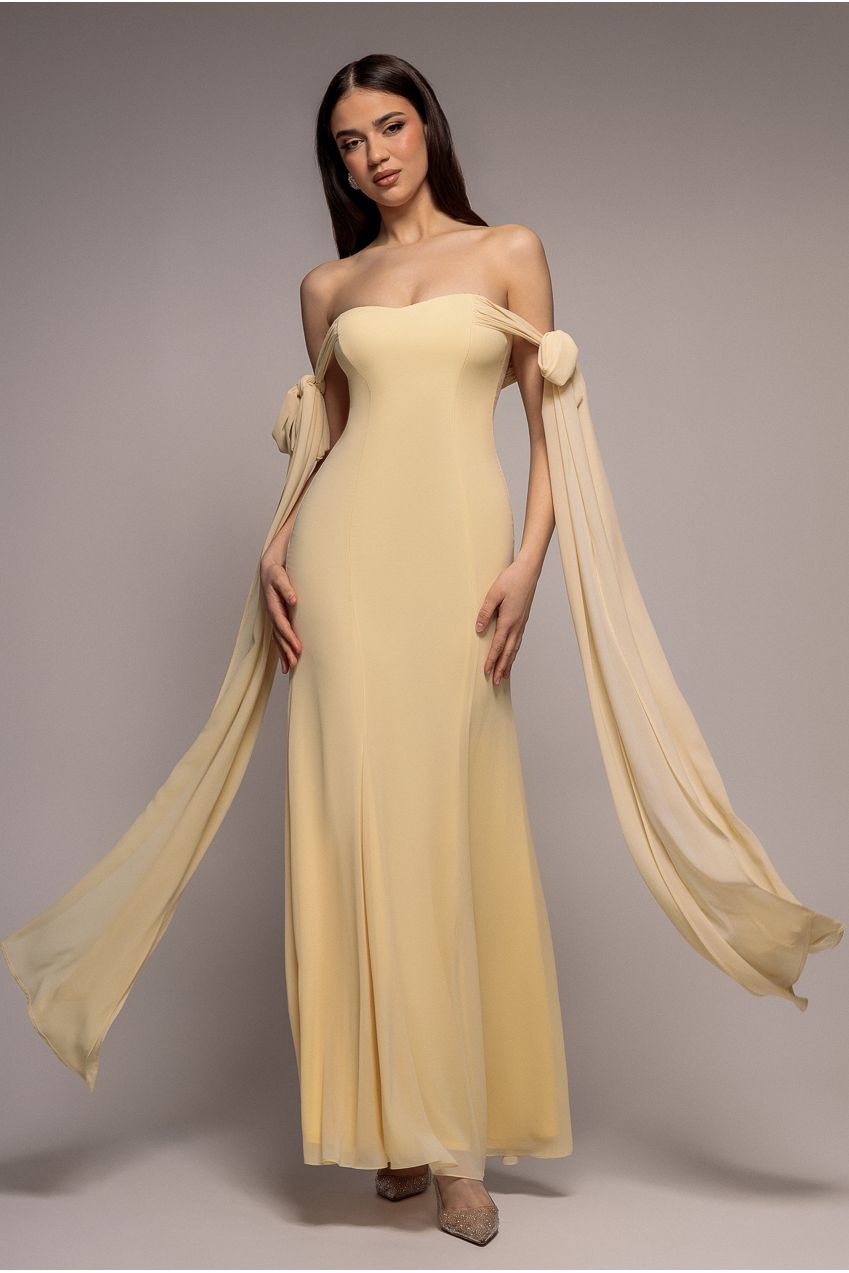 Goddiva Multiway Cape Chiffon Sweetheart Maxi Dress
