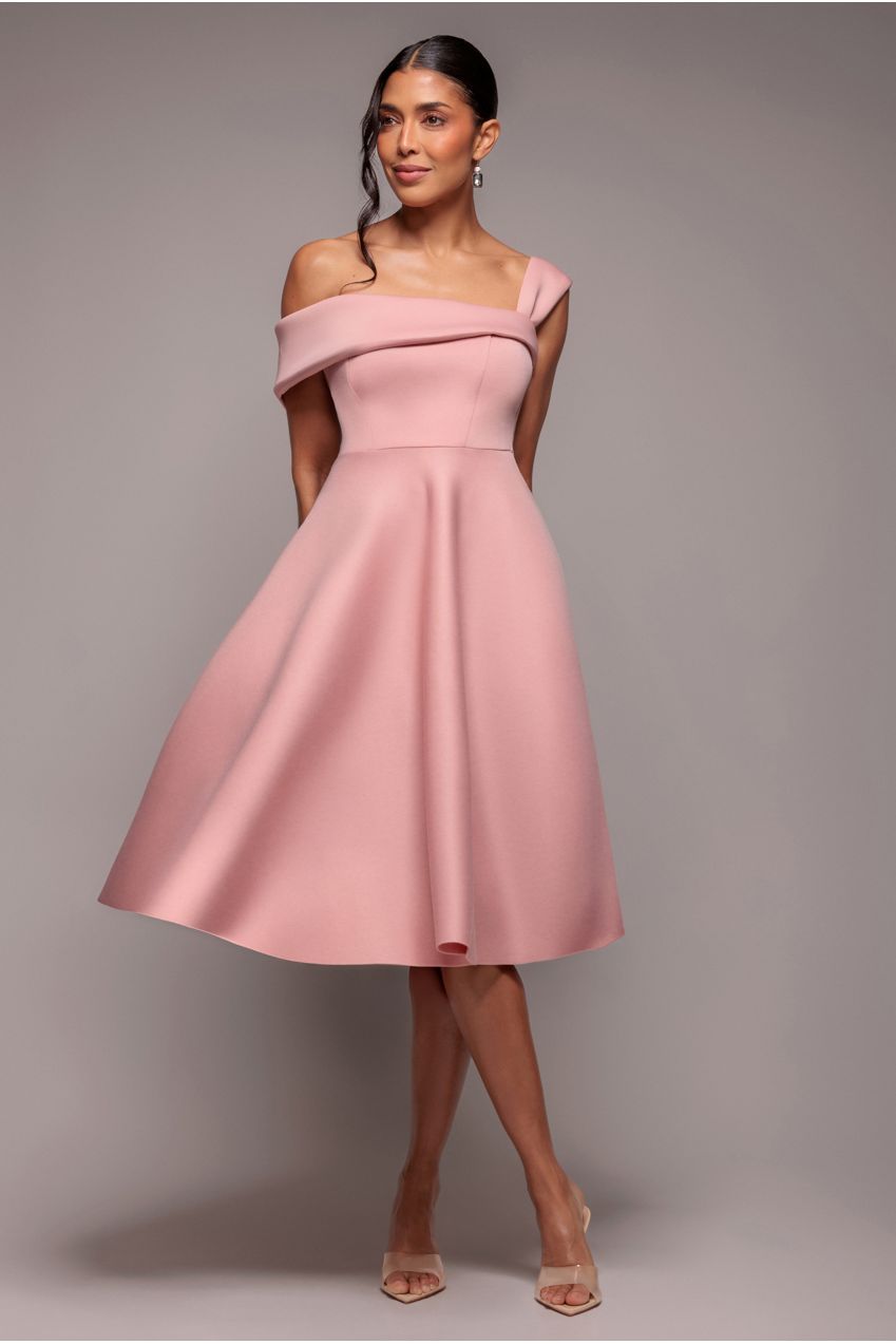 Goddiva One Shoulder A Line Midi Dress