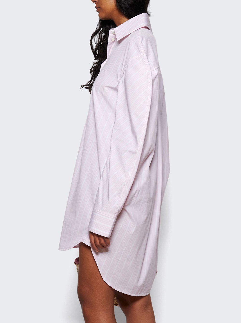 The Ovalo Shirt Dress Pink And White Business Logo Stripes
