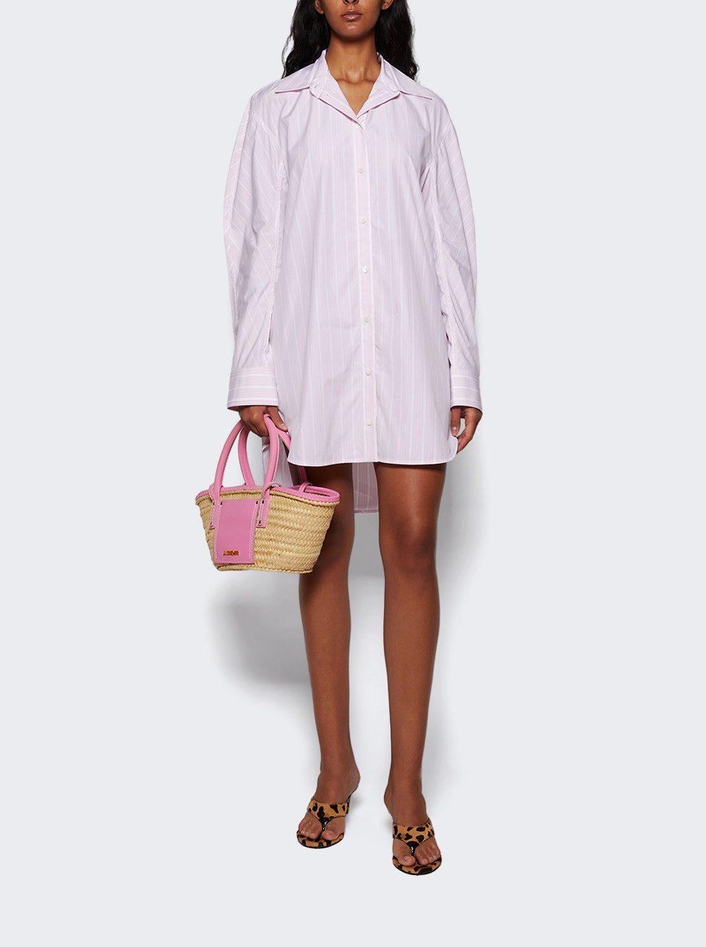 The Ovalo Shirt Dress Pink And White Business Logo Stripes