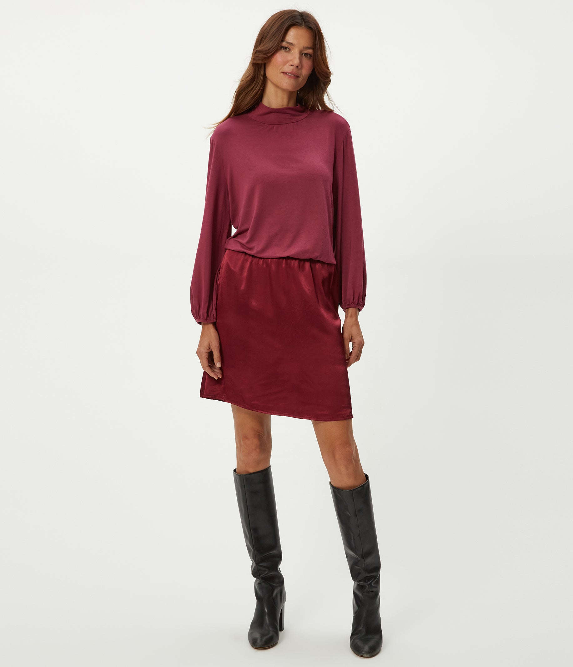 Myla Mixed Fabric Satin Mini Dress