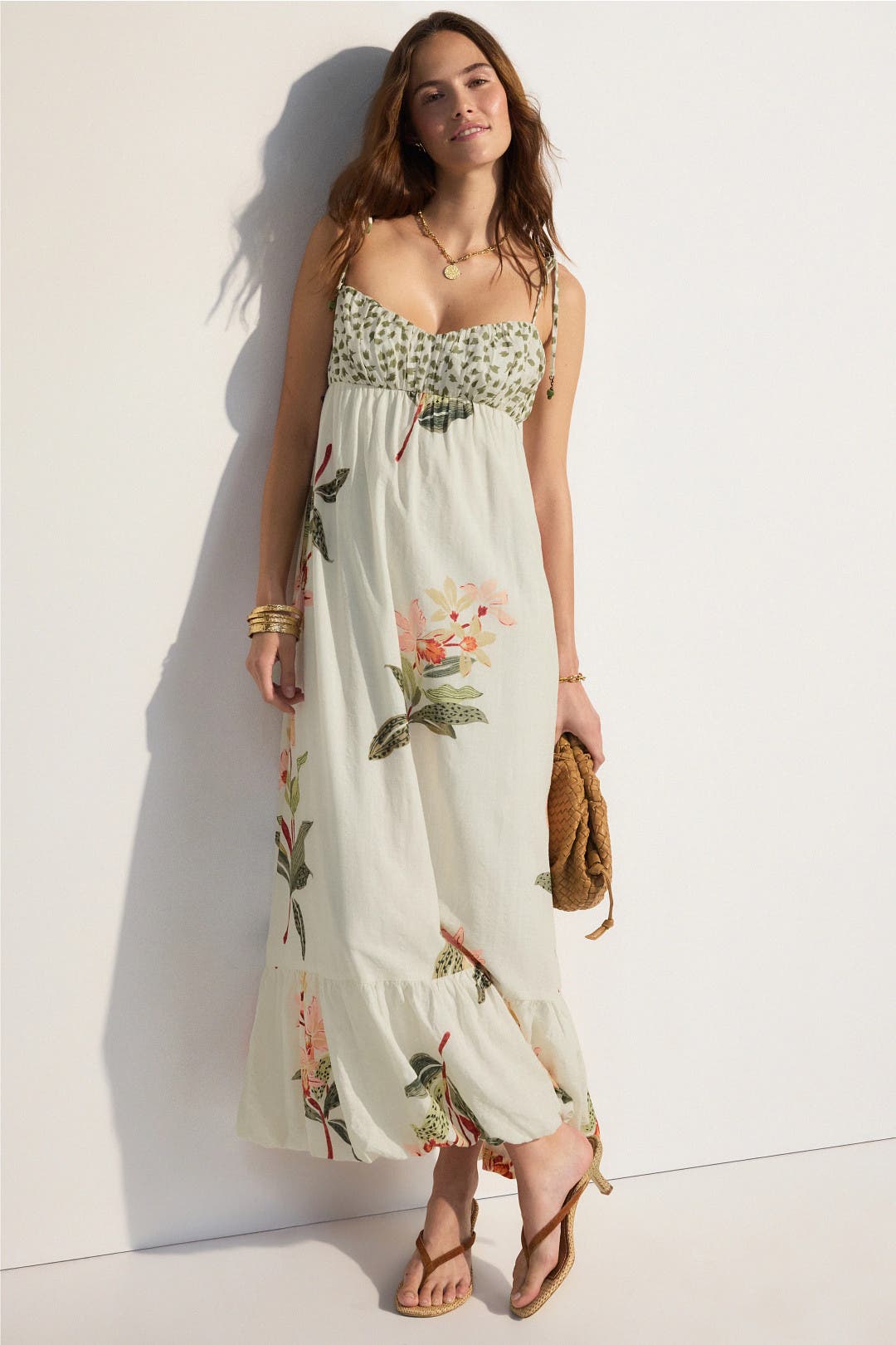 Dress To Flourish Maxi Dress Cream-multicolored-print