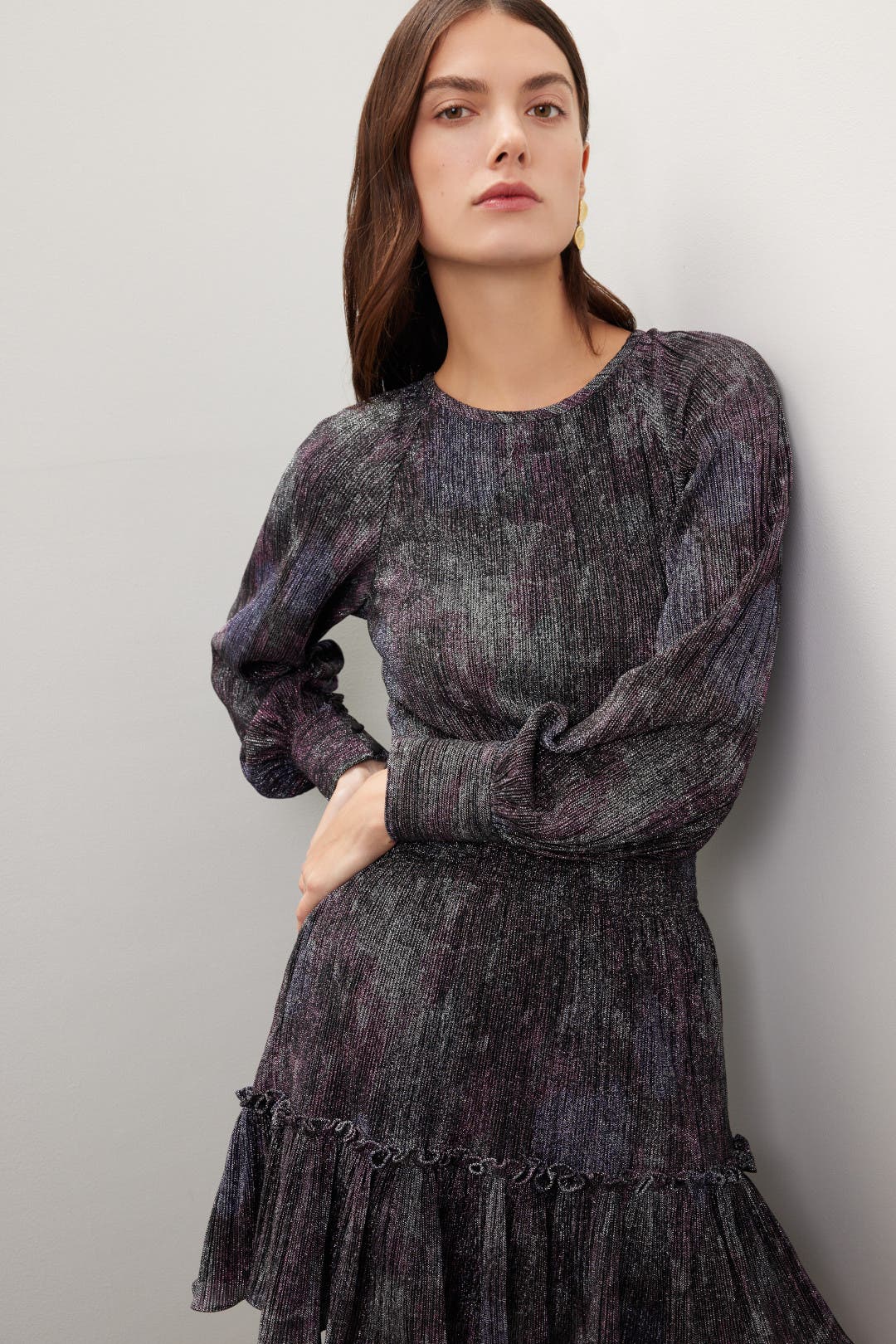 Dress The Population Black Lurex Mini Dress Black-multicolored-print