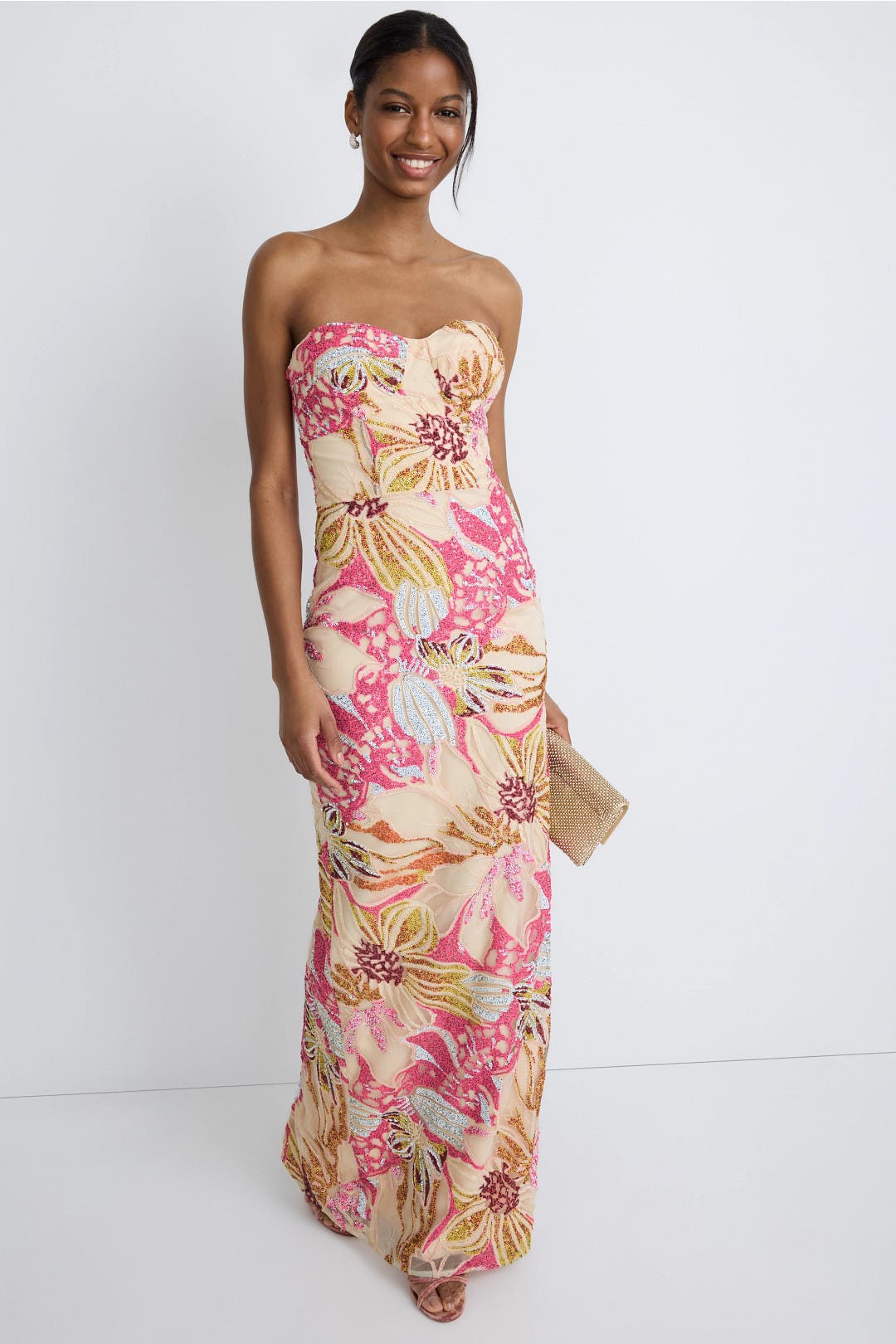 Dress The Population Embellished Vada Gown Multicolored-pink-print