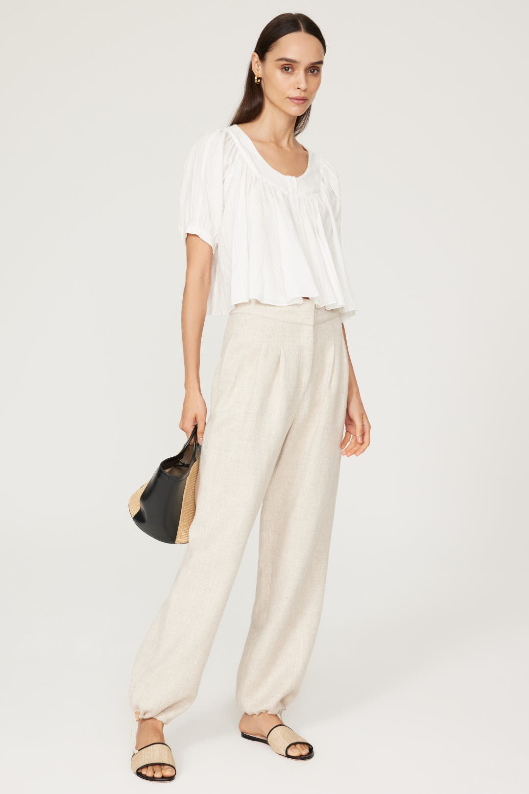 Dunst Shirring Volume Blouse White