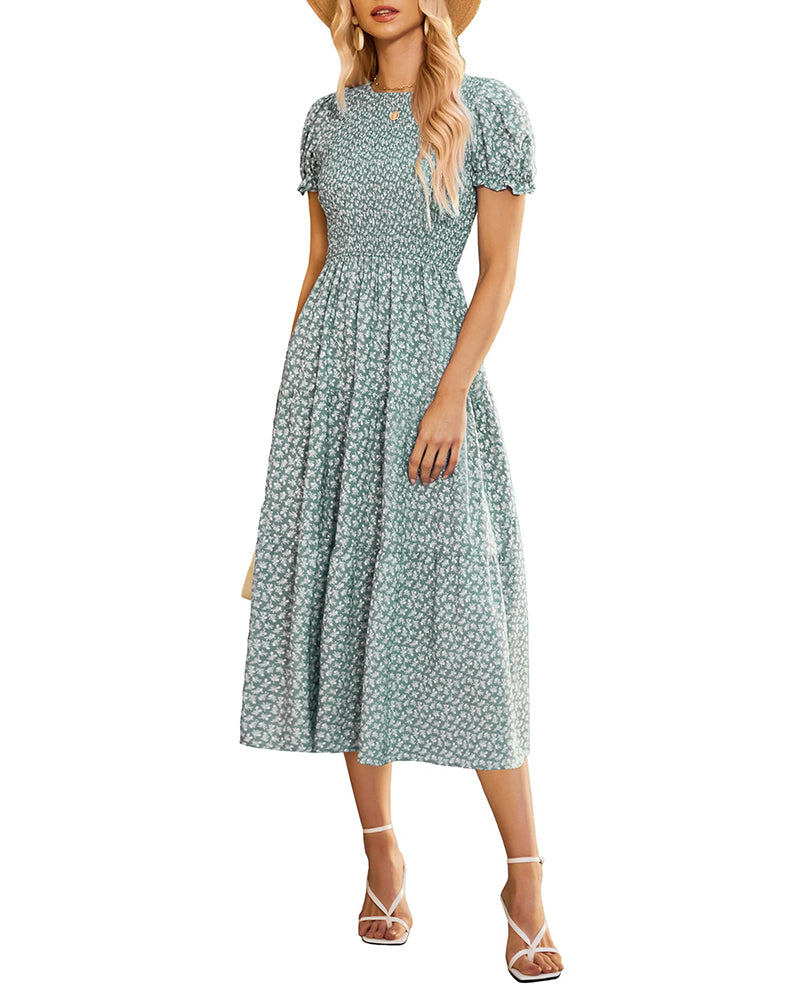 Zeagoo Women's Boho Floral Print Vintage Maxi Dress - Dark Green S