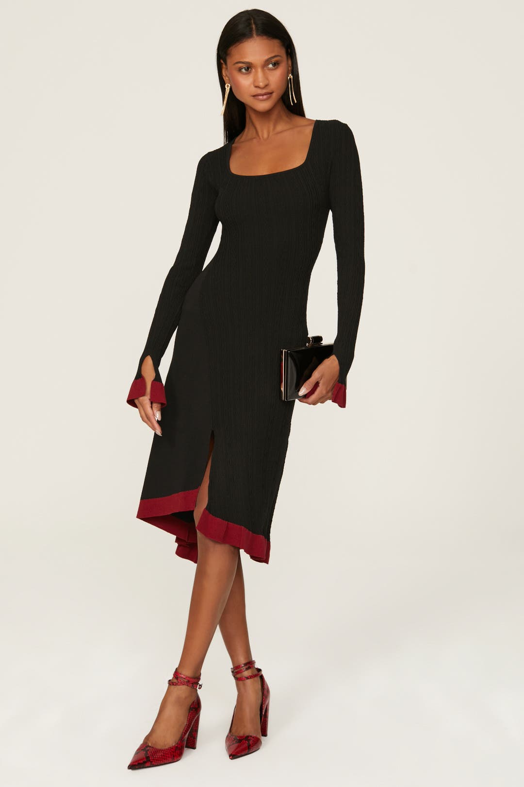 Esteban Cortazar x RTR Square Neck Sweater Dress Black