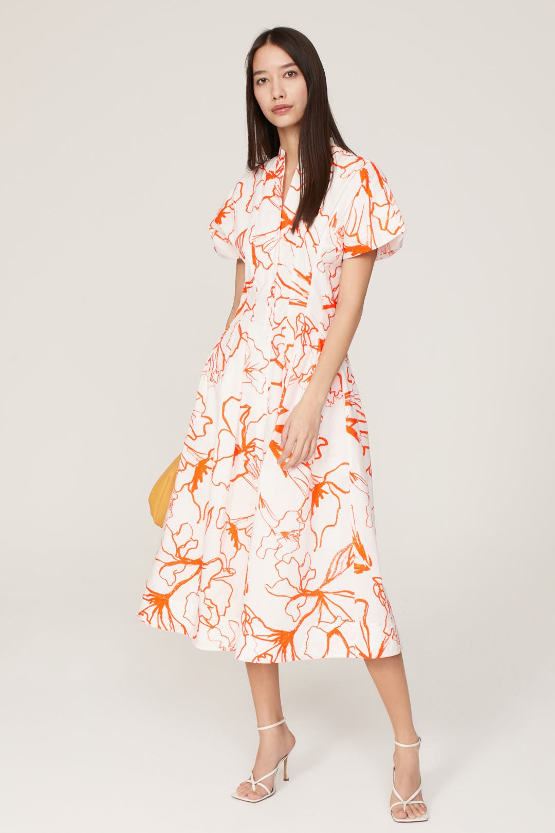 Eudon Choi x RTR Floral Shirt Dress Orange-white-print