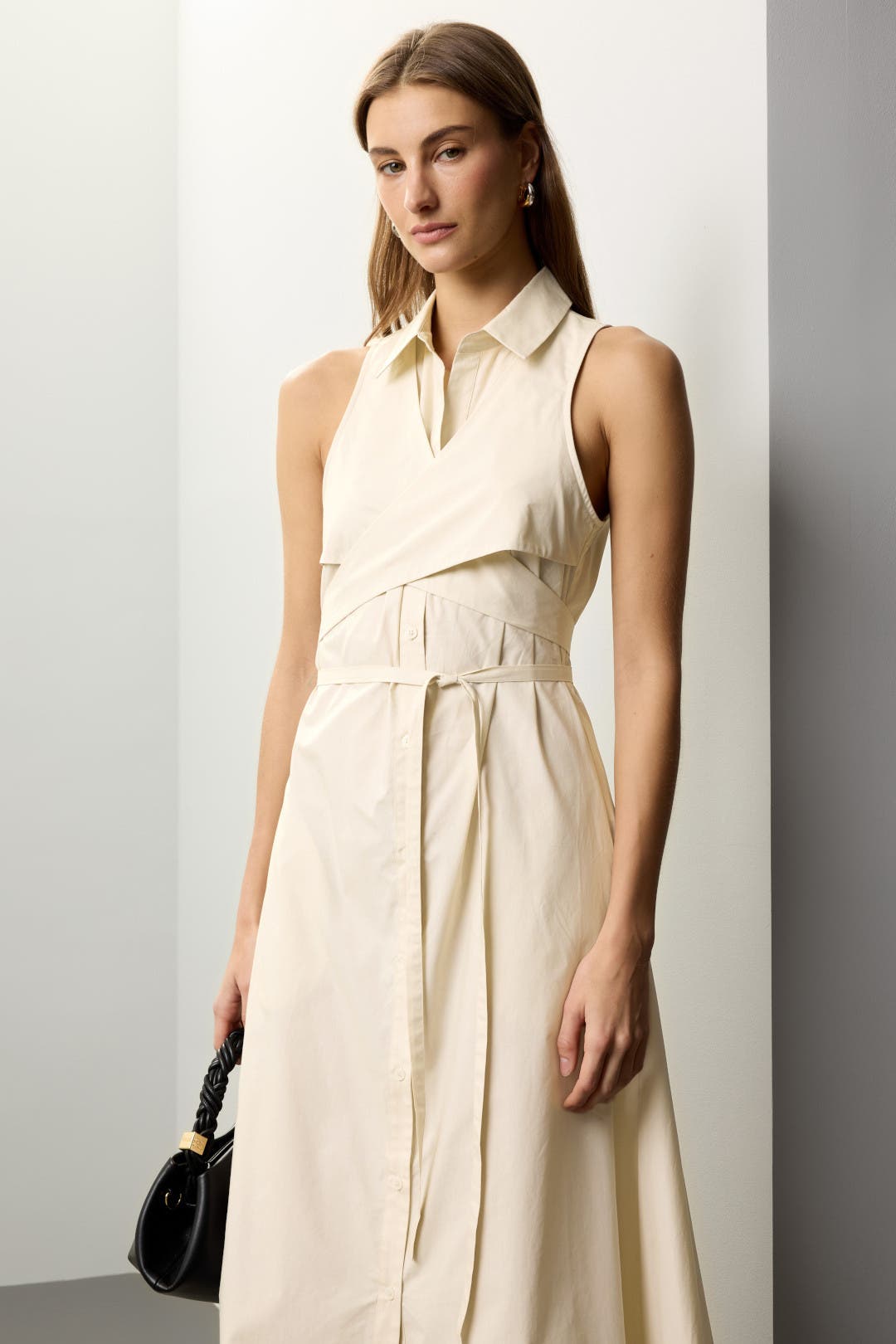 Eudon Choi x RTR Halter Wrap Shirt Dress Cream