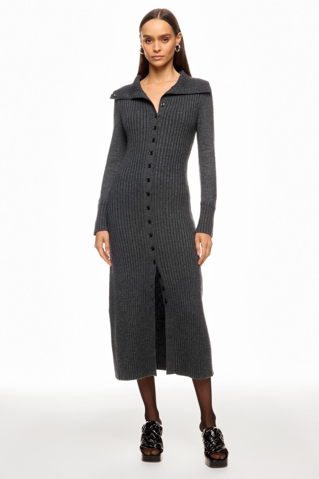 Eudon Choi x RTR Oversized Collar Cardigan Dress Grey