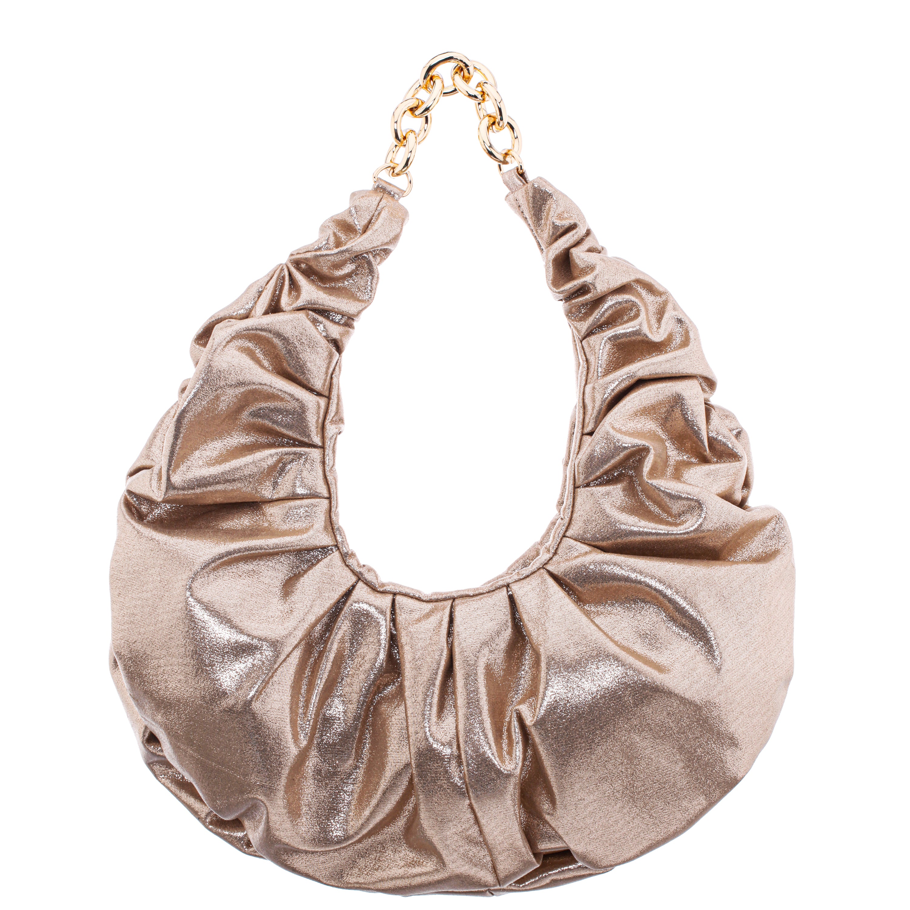 Womens Ellie Taupe Ruched Satin Hobo Bag