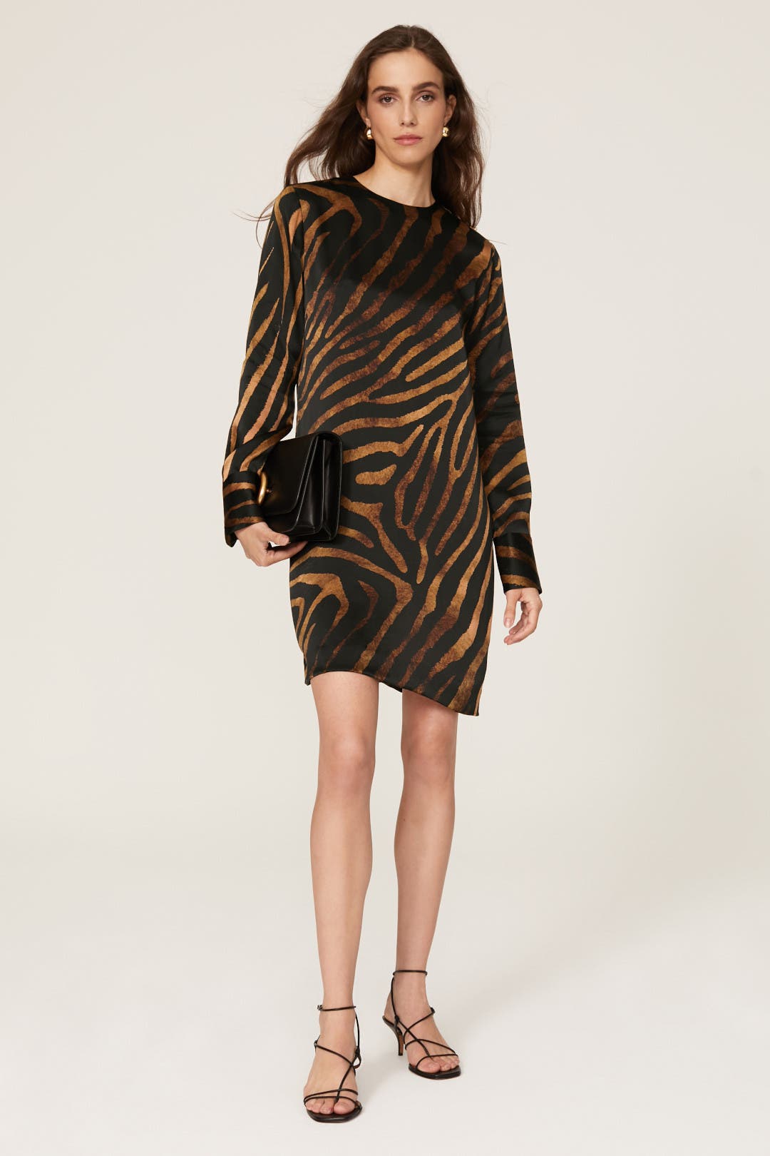 Equipment Nadaleine Zebra Silk Dress Black-gold-print
