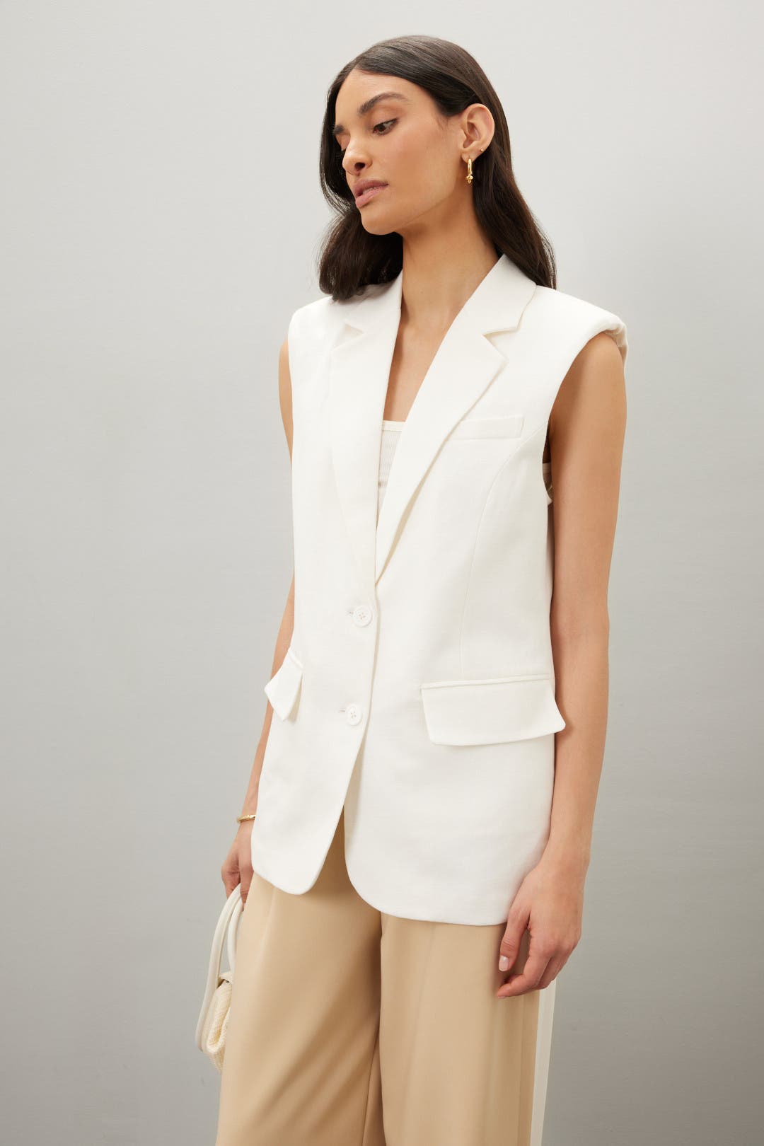 Endless Rose Linen Oversized Vest Blazer White