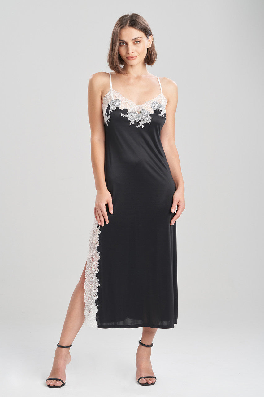 Enchant Lace Slit Slip Dress