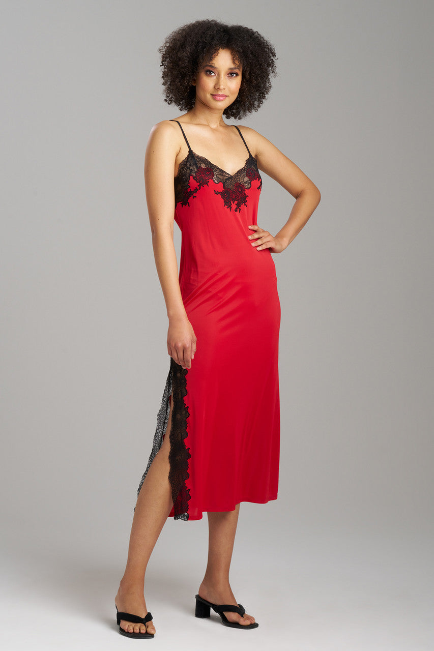 Enchant Lace Slit Slip Dress
