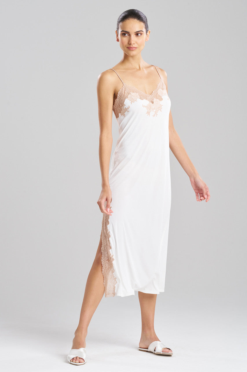 Enchant Lace Slit Slip Dress - IvoryCafé