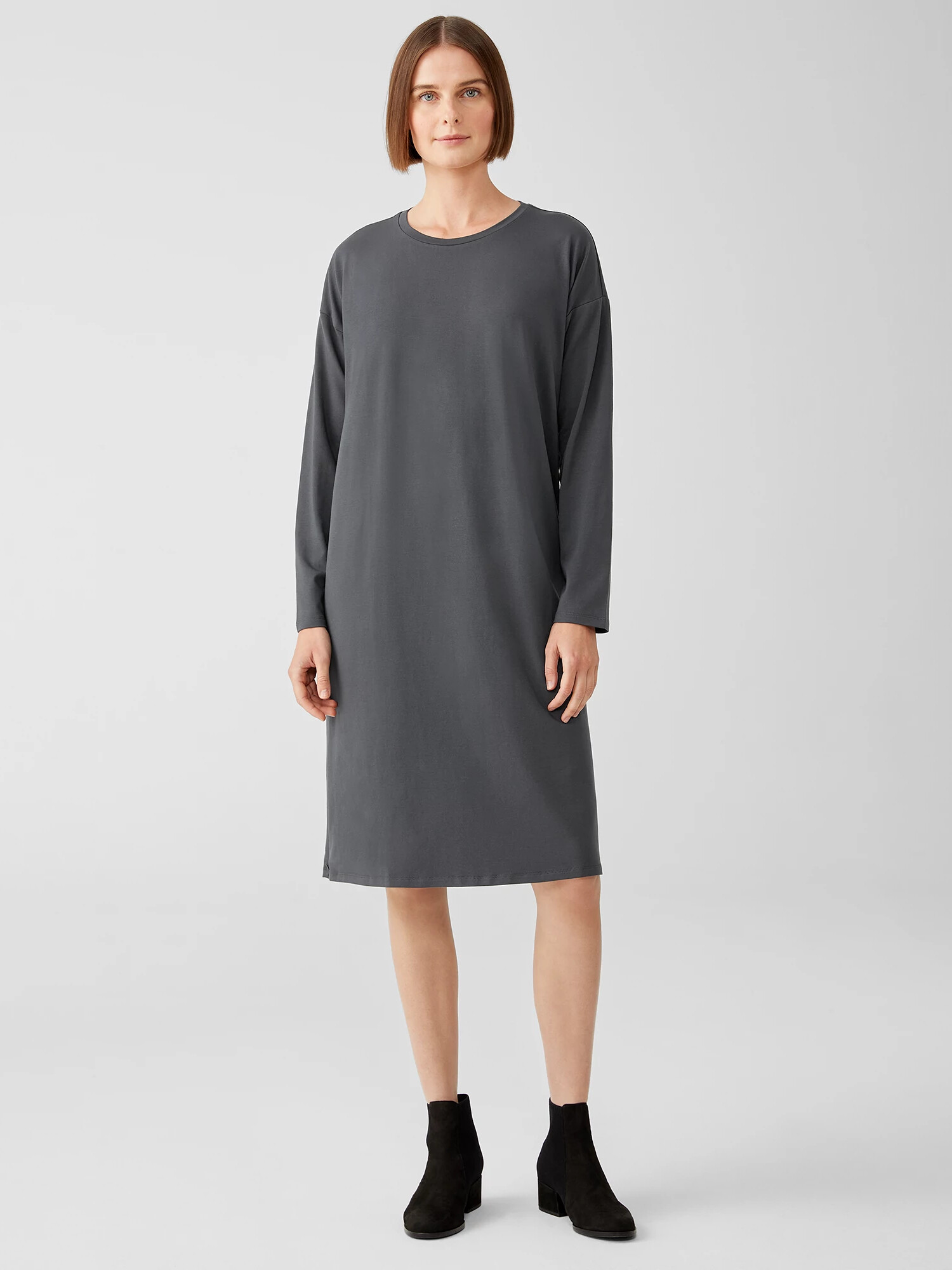 Stretch Jersey Knit Crew Neck Dress