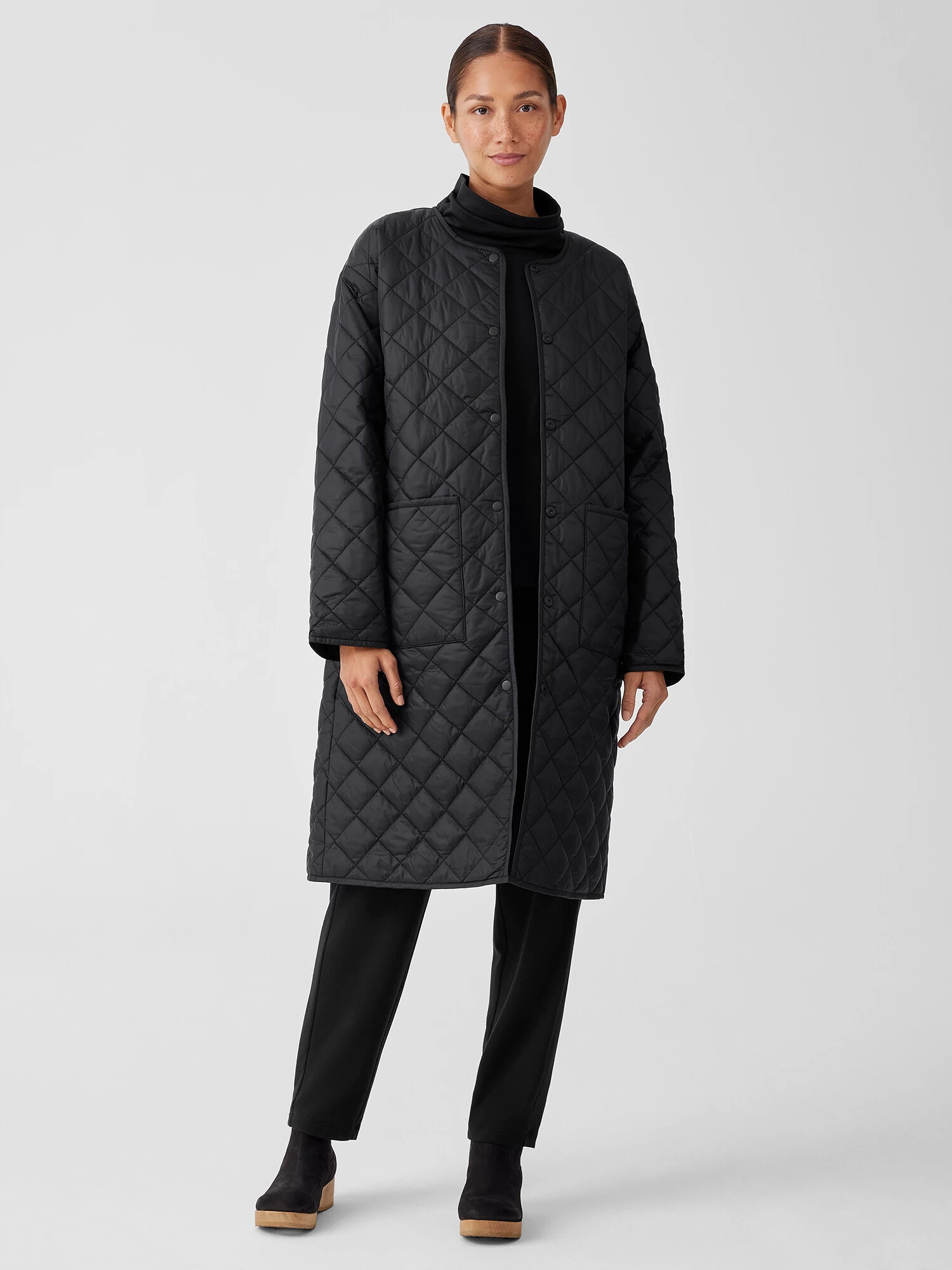 Eggshell Recycled Nylon Reversible Coat