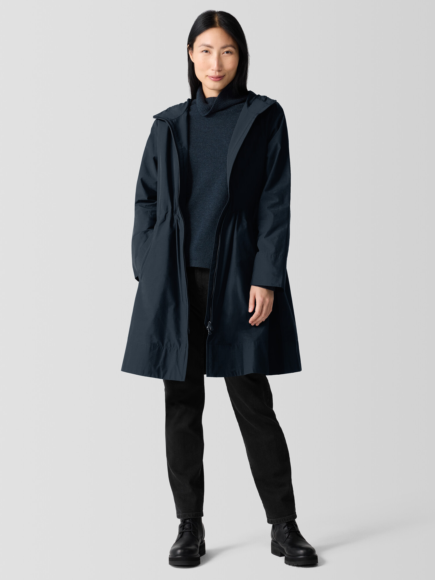Light Cotton Nylon Hooded Coat