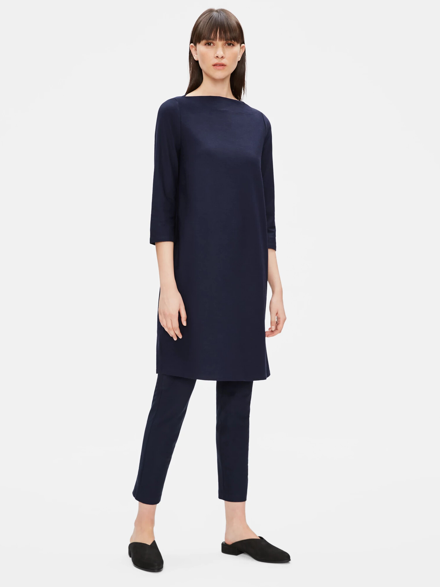 Washable Stretch Crepe Shift Dress