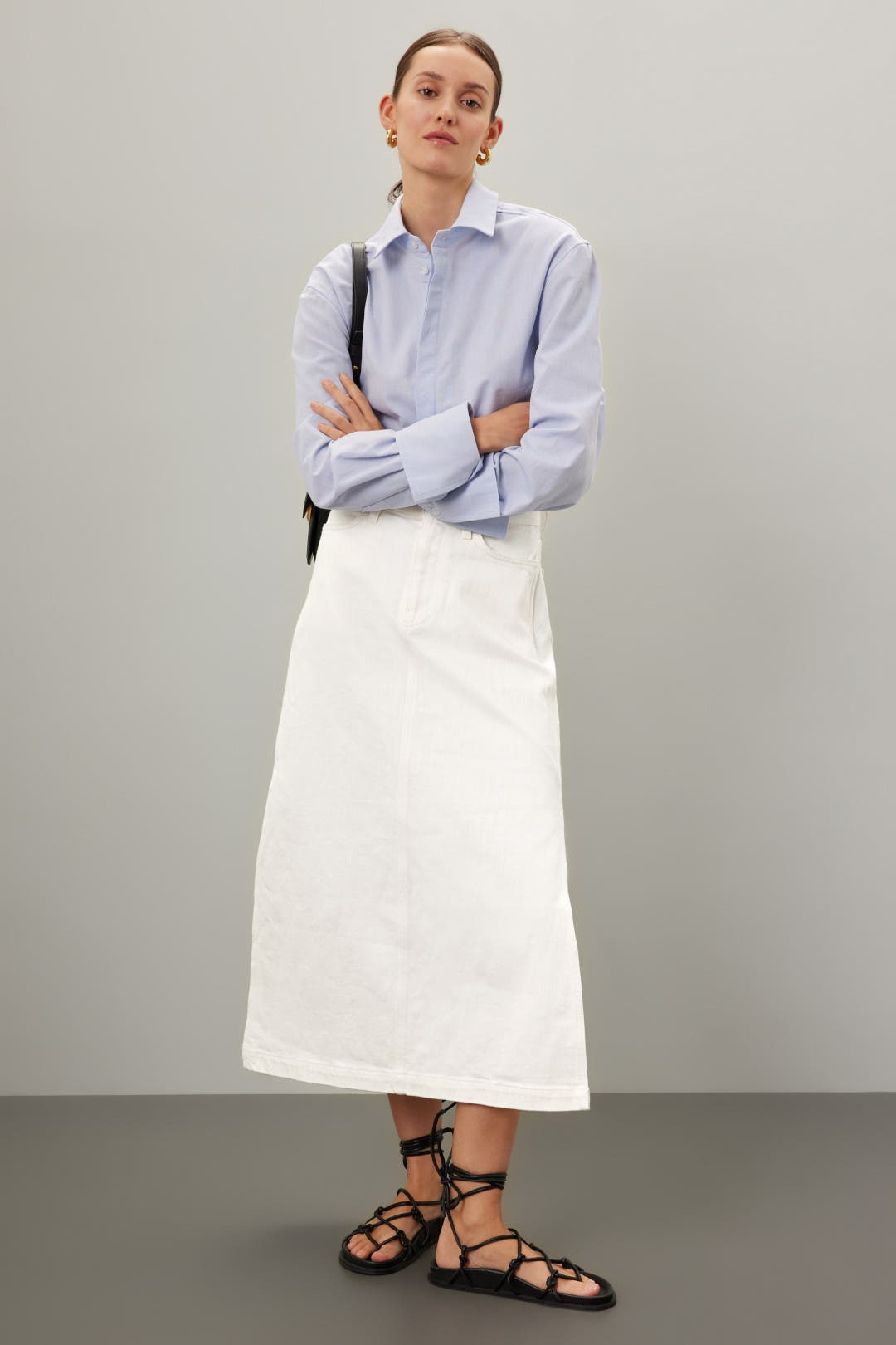 For All Mankind Midi Denim Skirt White