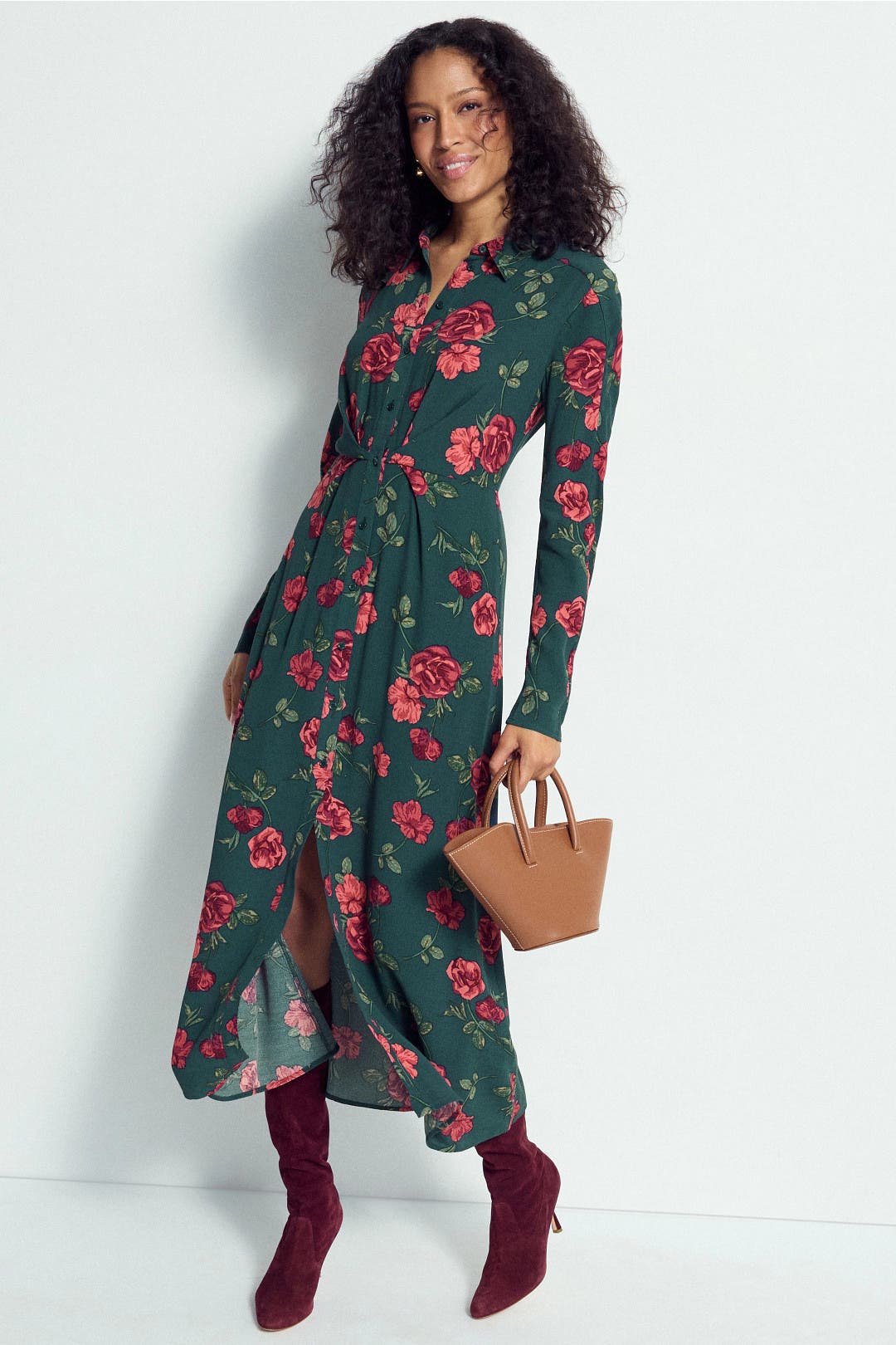 Favorite Daughter Icon Button Up Collared Maxi Dress Multicolored-print