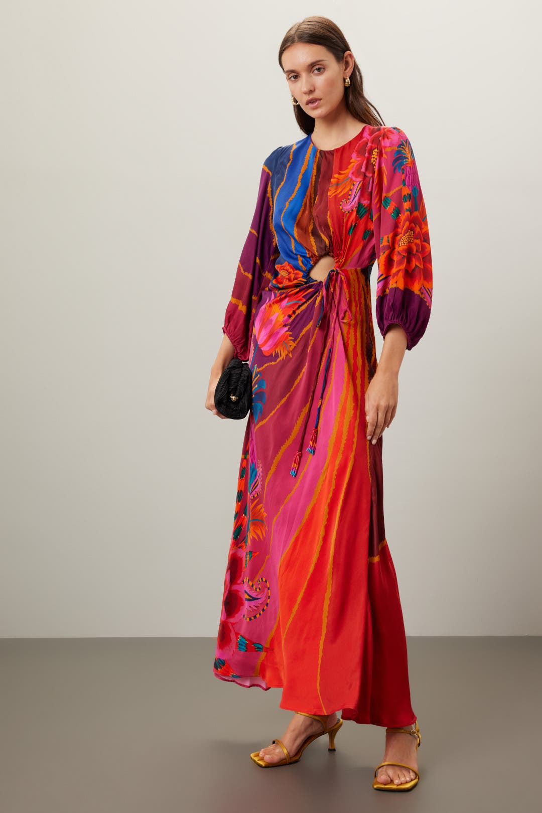 Farm Rio Vintage Wave Midi Dress Pink-multicolored-print