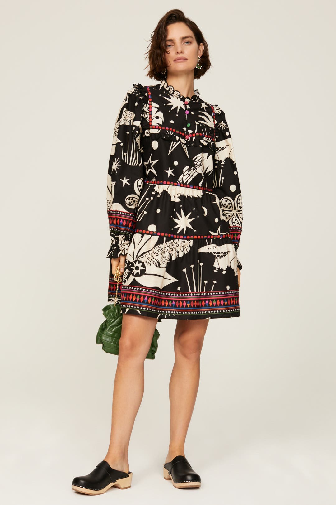 Farm Rio Cerrado Sky Mini Dress Black-multicolored-print