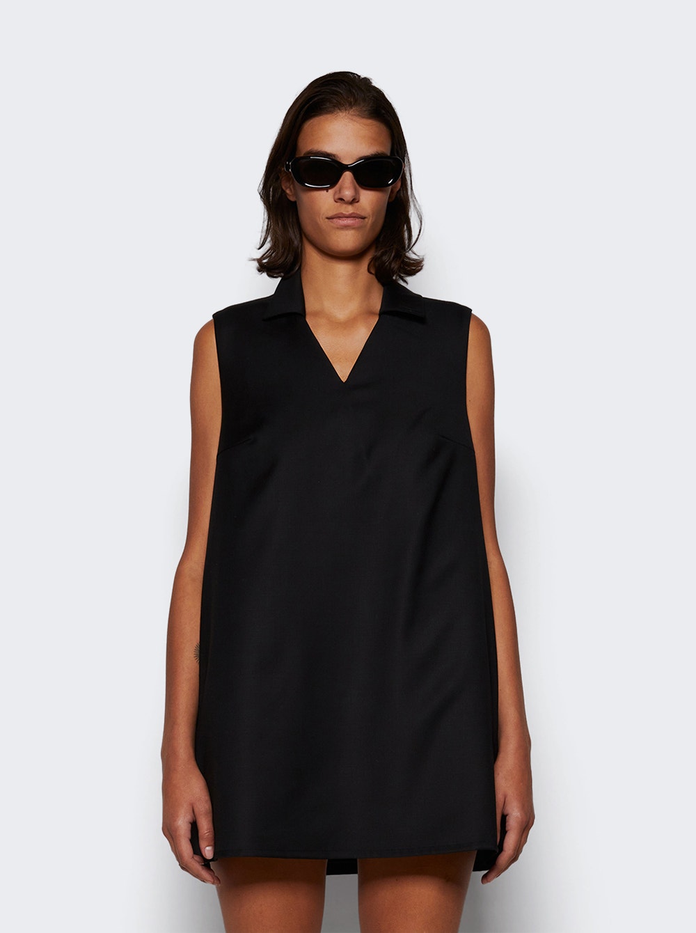 Wool Blend Mini Dress Black